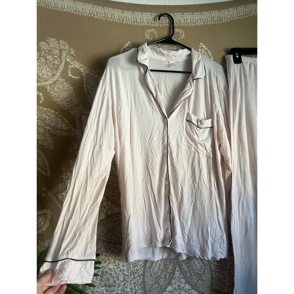 Eberjey Gisele Tencel™ Modal Long PJ Set in Sorbet/Black - Picture 4 of 8